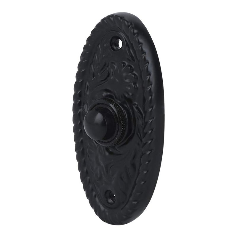 A29 Black Powder Coated Antique Doorbell Button â€“ 3 3/8" x 1 3/4" â€“ Vintage Style Cast Iron Construction with Recess Mount â€“ Wired for Two-Wire Chimes, Durable Weather Resistant Finish, DIY Install - Image 2